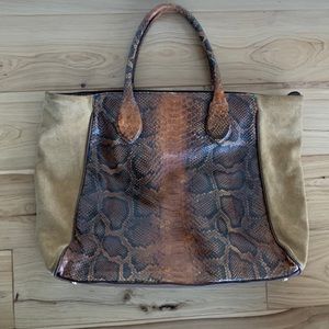 Genuine leather shopper tote